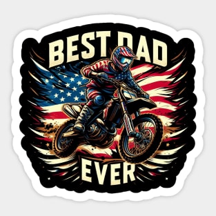 Best dad ever-Motocross Dirt Bike american military camouflage flag fathres day 4th of july gift Sticker